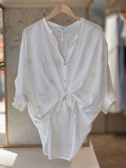 MOTEL - Camicia Ricamo Paillettes Sbollito