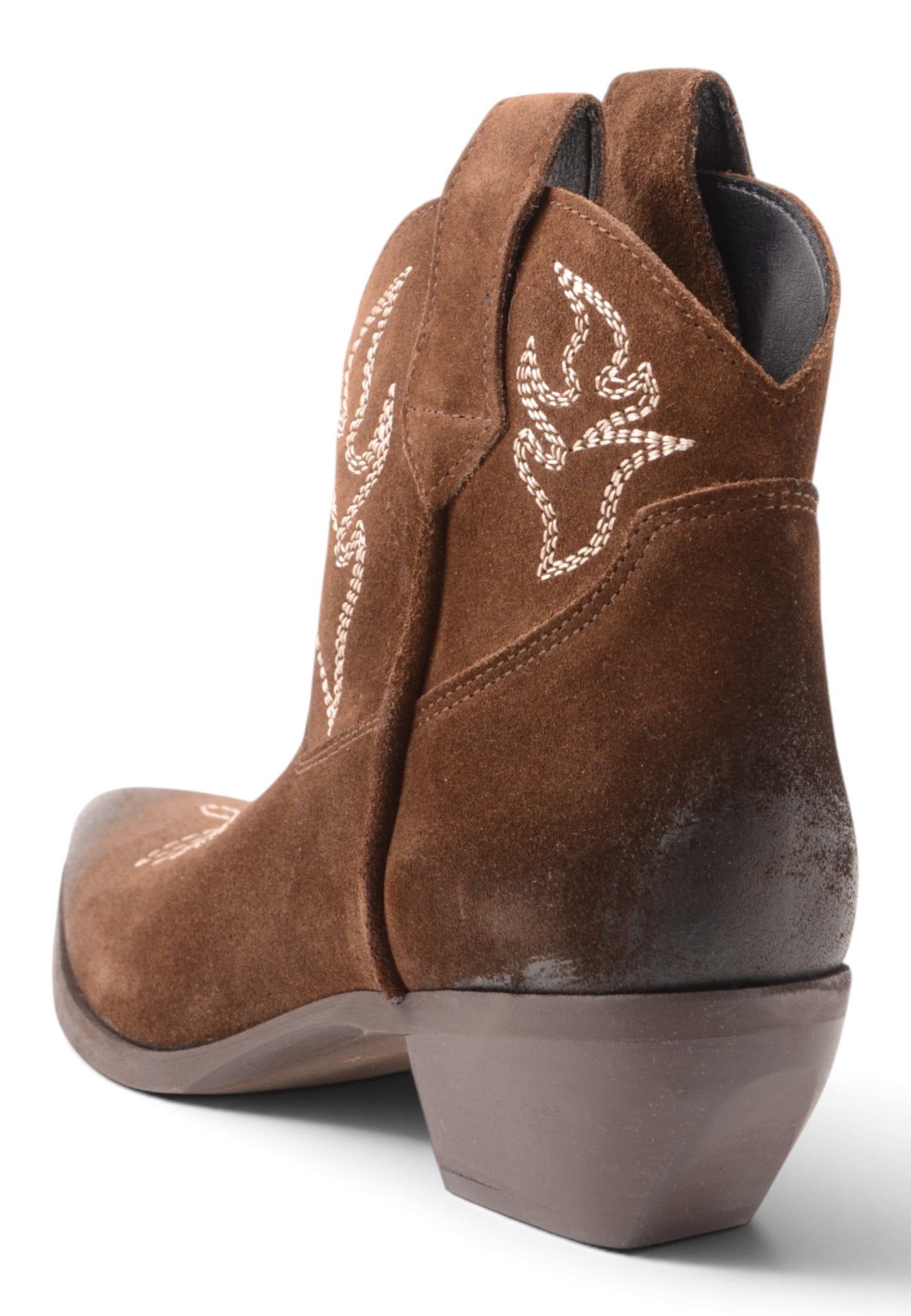 DIVINE FOLLIE - Stivaletto Texano Con Ricami Moka