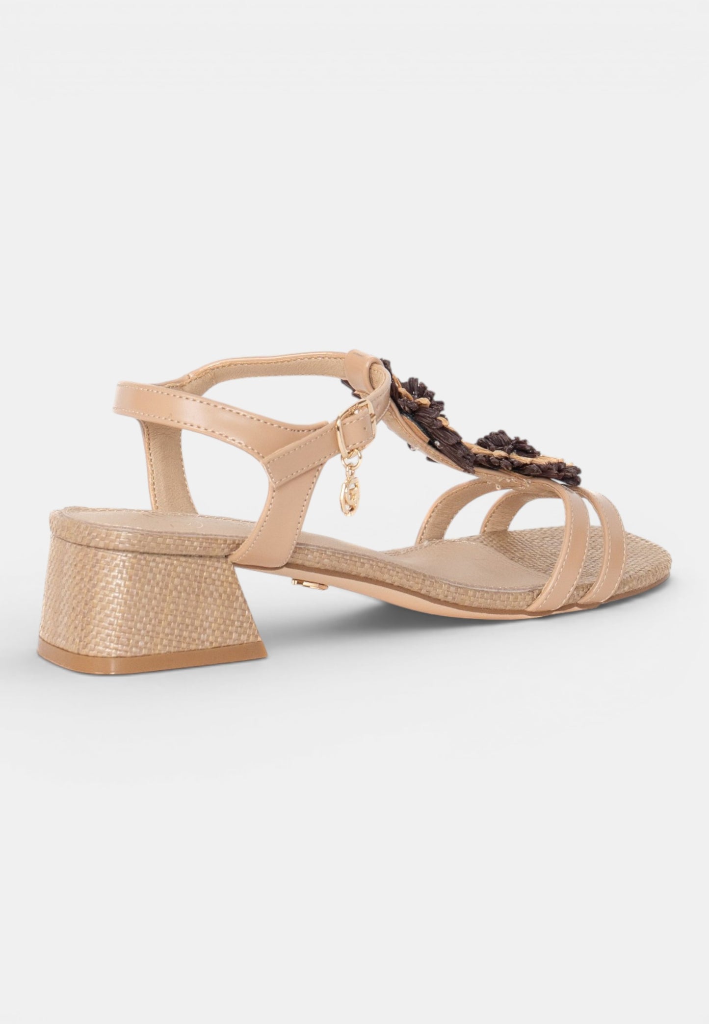 GOLD&GOLD - Sandalo Raffia e Fiori Beige