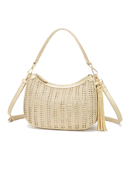 LA CARRIE - Borsa Hobo Intrecciata Oro
