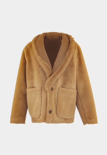 ALEX MAX - Sheepskin Collar Eco-Fur Camel