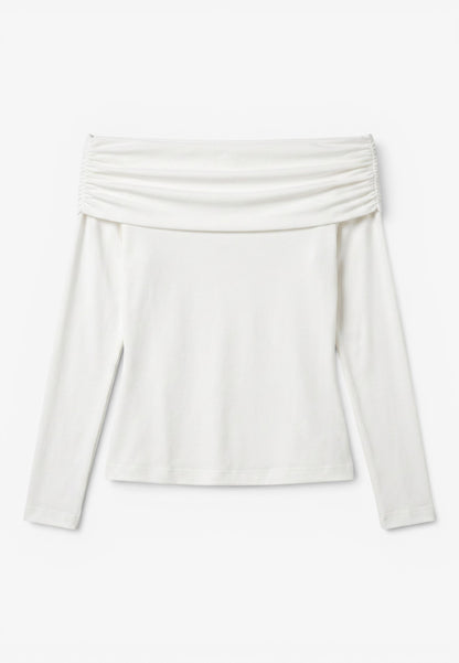 MINERVA - Maglia Scollo a Barchetta Bianco