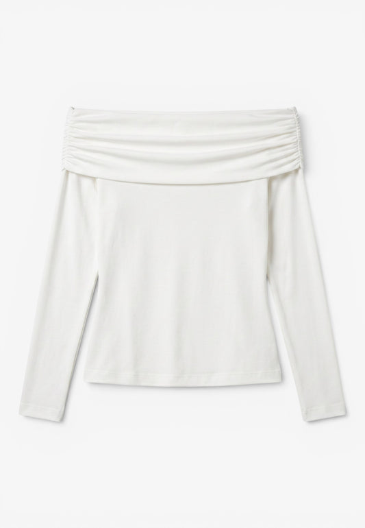 MINERVA - Maglia Scollo a Barchetta Bianco