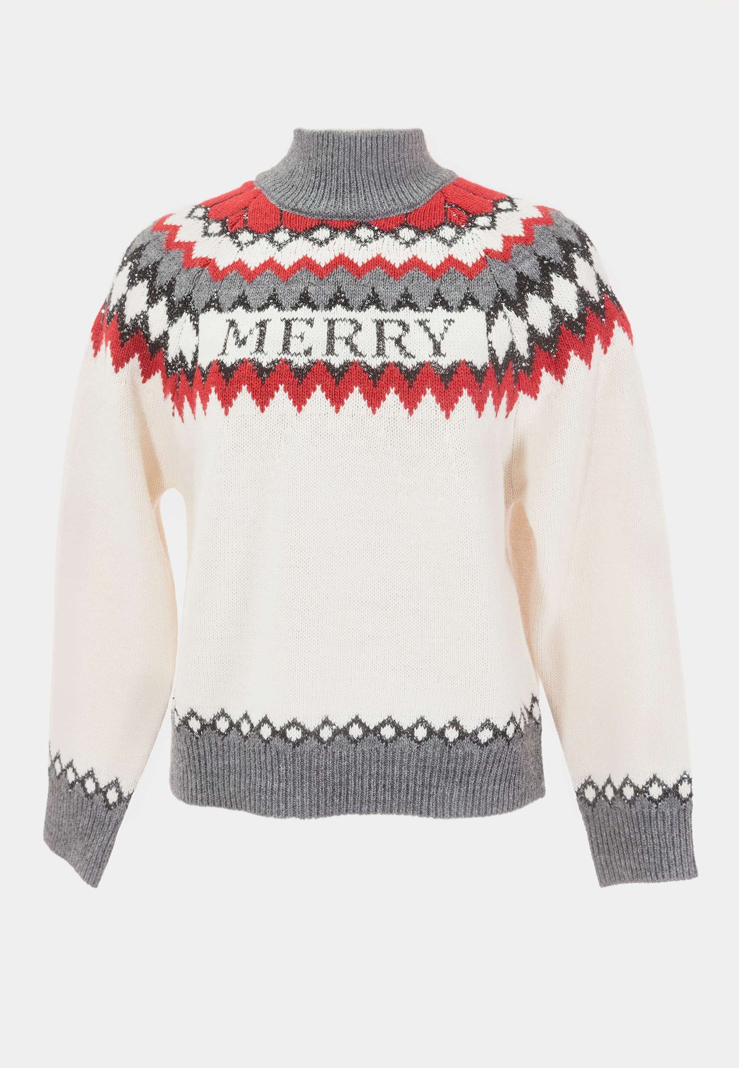 MOTEL - Pullover Merry Christmans Grigio