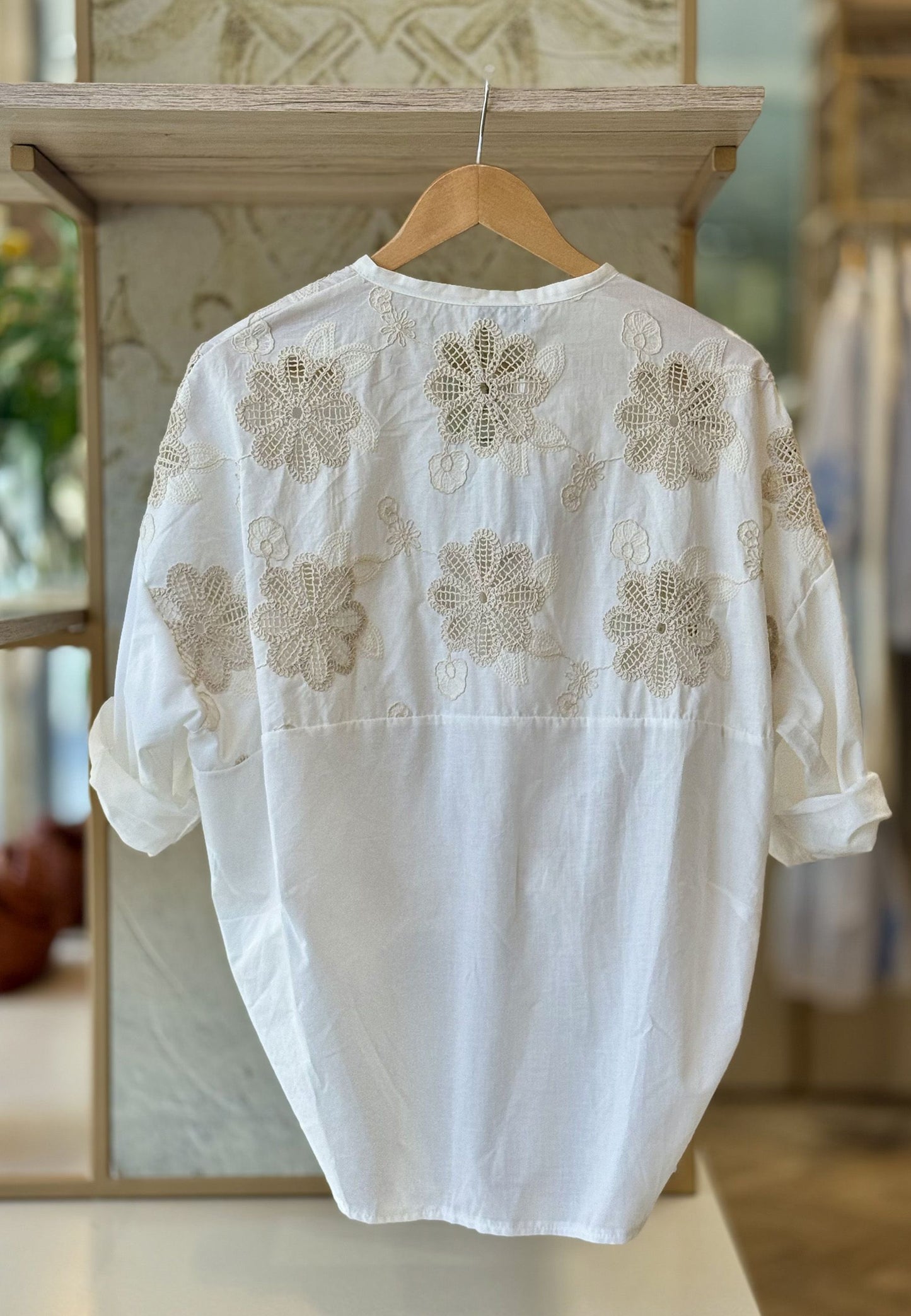 MOTEL - Camicia Fiori Ecrù