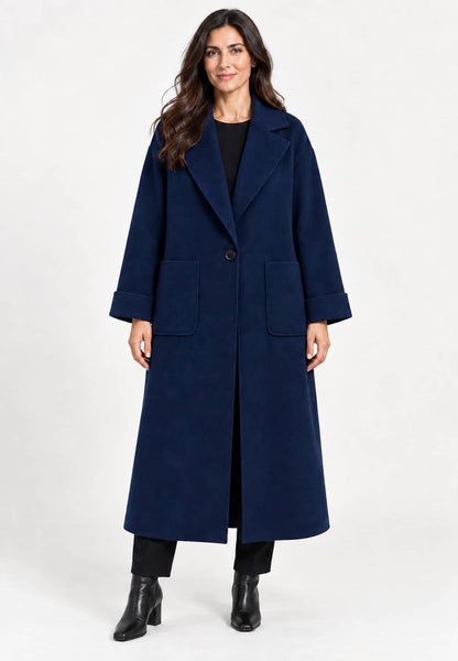 MOTEL - Cappotto Lungo Monobottone Blu