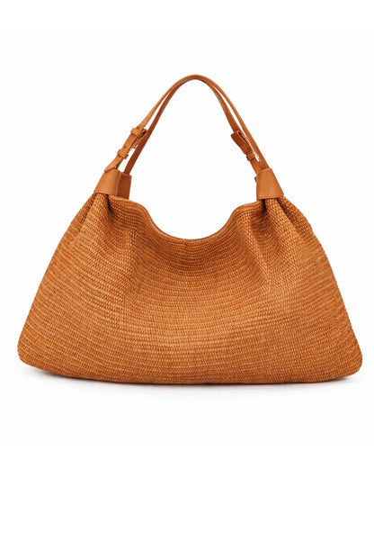 LA CARRIE - Shopping Bag Soft In Raffia Cuoio