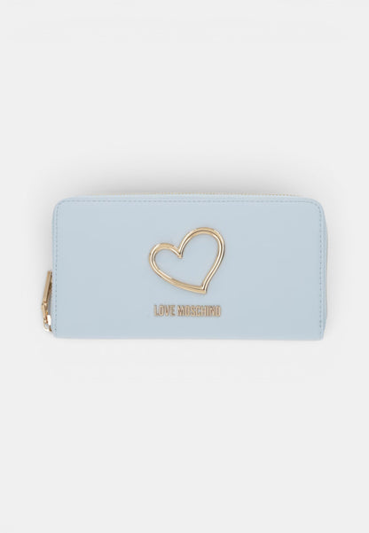 LOVE MOSCHINO - Portafoglio Zip Around Cuore Celeste