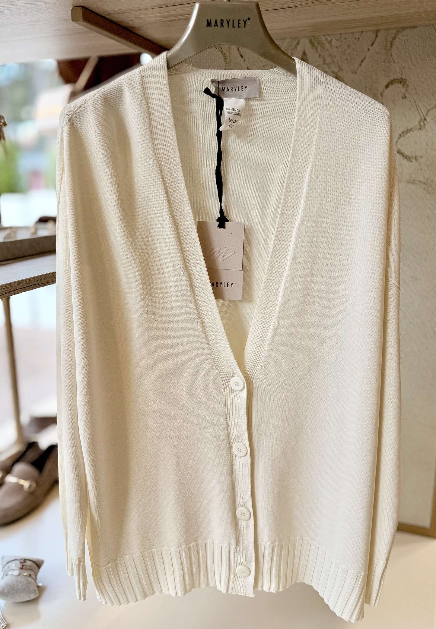 MARYLEY - Cardigan In Maglia Beige