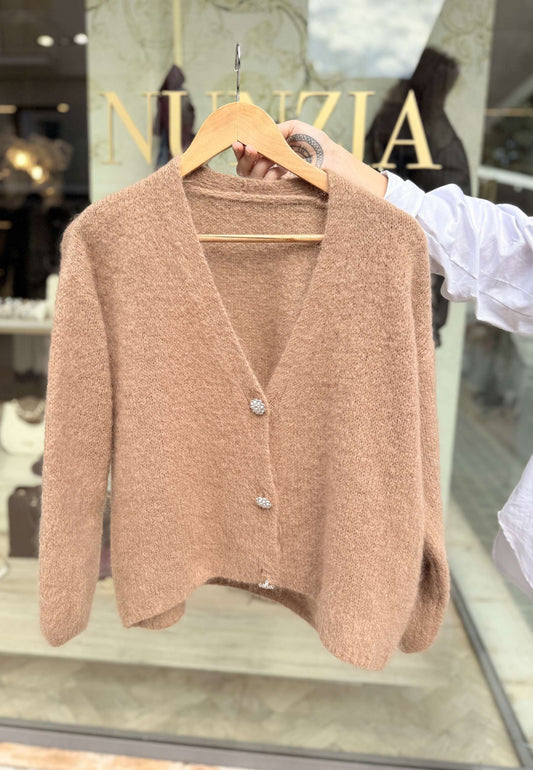 NUNZIA - Cardigan In Mohair Gioiello Camel