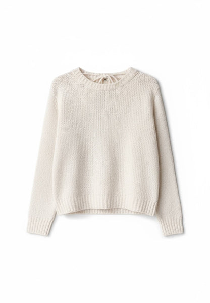 MOTEL - Maglione Scollo V Pizzo Panna