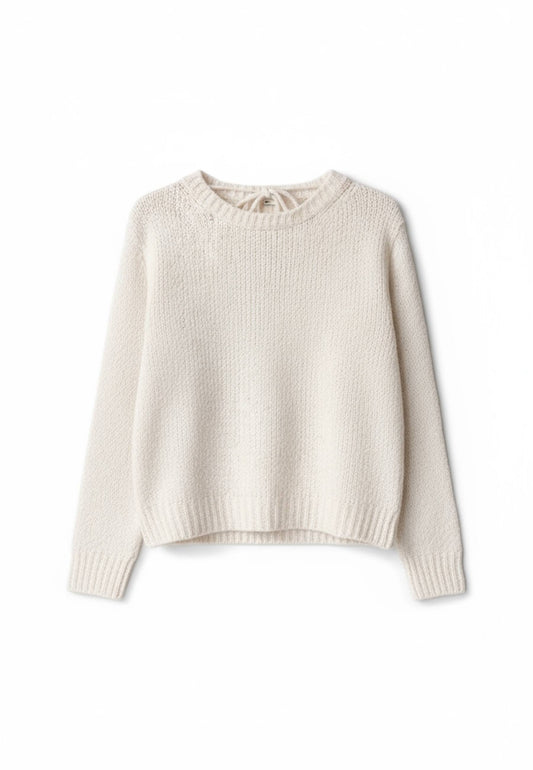 MOTEL - Maglione Scollo V Pizzo Panna