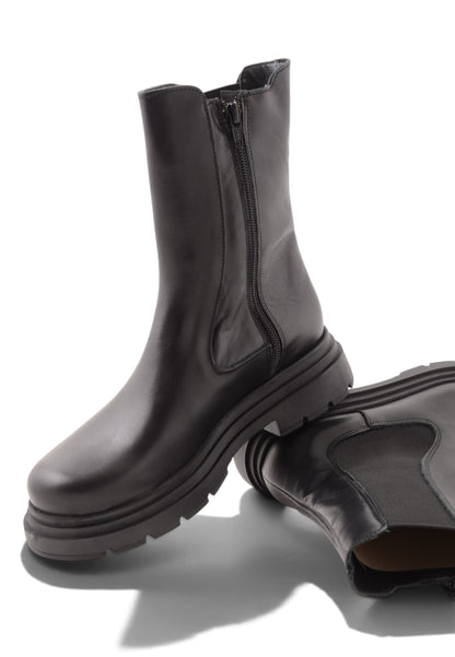 DIVINE FOLLIE - Stivaletto Chelsea In Vera Pelle Nero