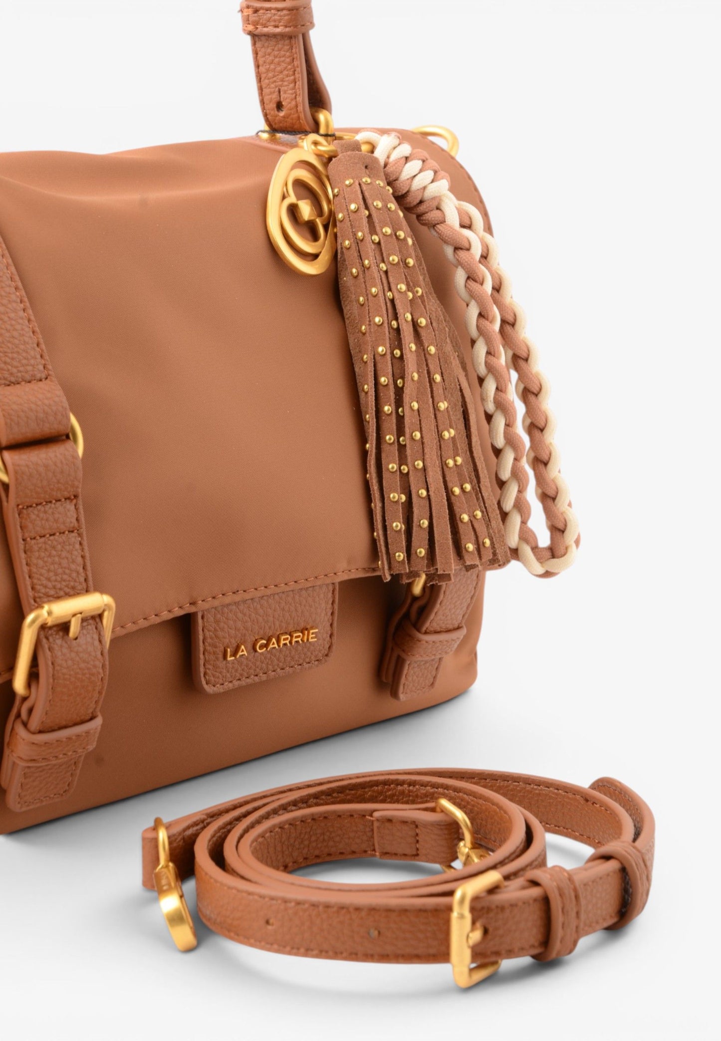 LA CARRIE - Shopping Bag DARK NYLON Cuoio