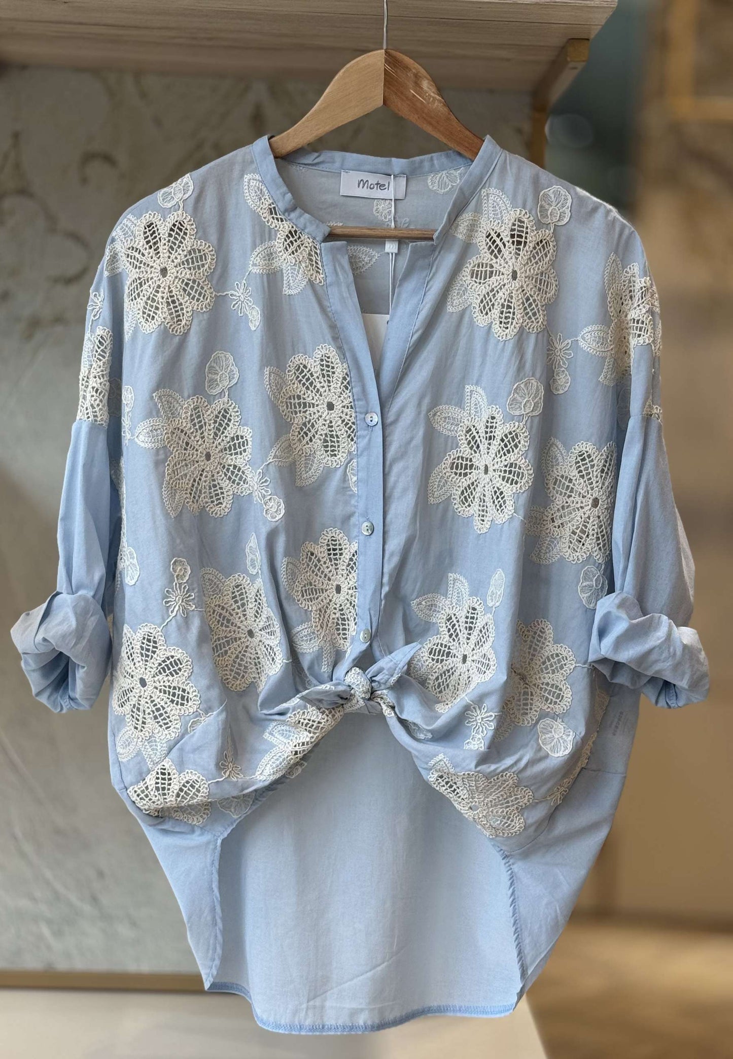 MOTEL - Camicia Fiori Celeste