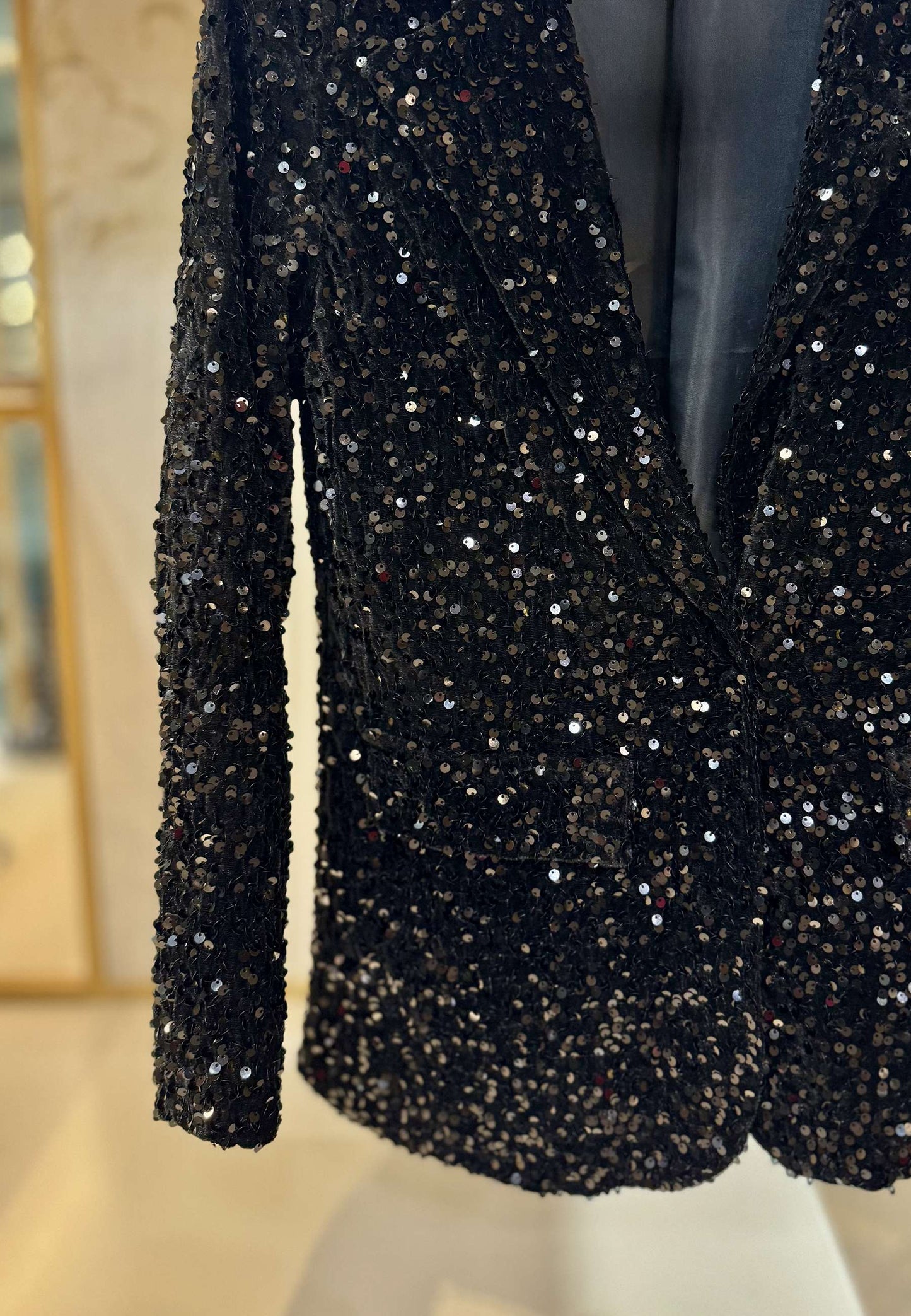 LE STREGHE - Giacca Monopetto In Paillettes Nero