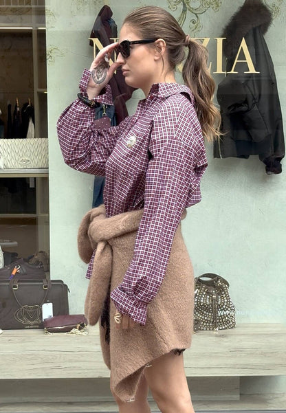 MOTEL - Camicia A Quadri Con Spilla Rosso