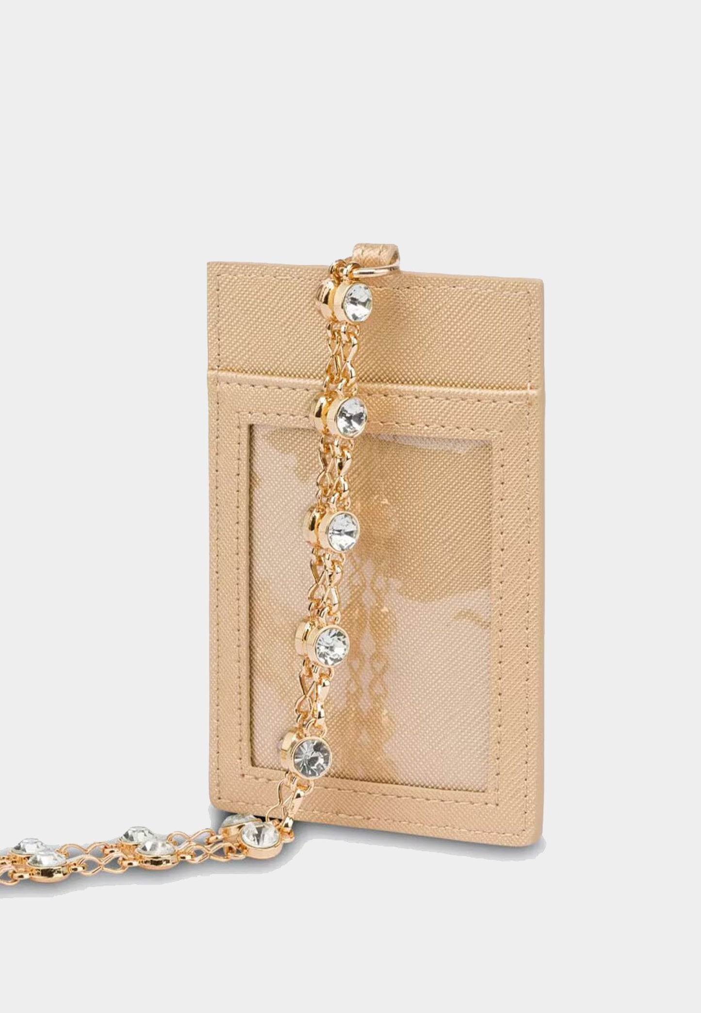 LOVE MOSCHINO - Gold Rhinestone Card Holder 