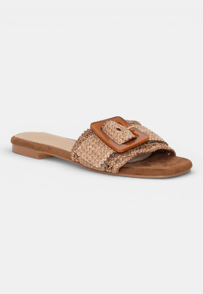 GOLD&GOLD - Ciabattina Raffia Marrone
