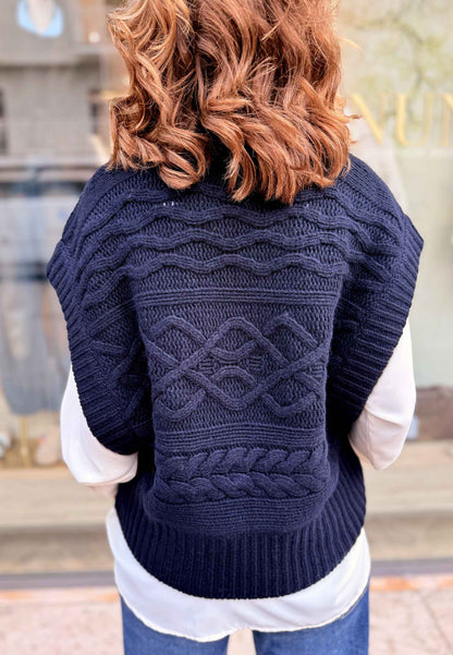 MOTEL - Gilet In Maglia Blu Navy