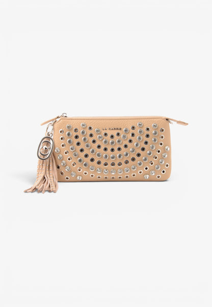 LA CARRIE - Portafoglio Pochette Strass Andromeda Beige
