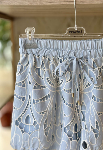 MOTEL - Pantalone Short In San Gallo Celeste