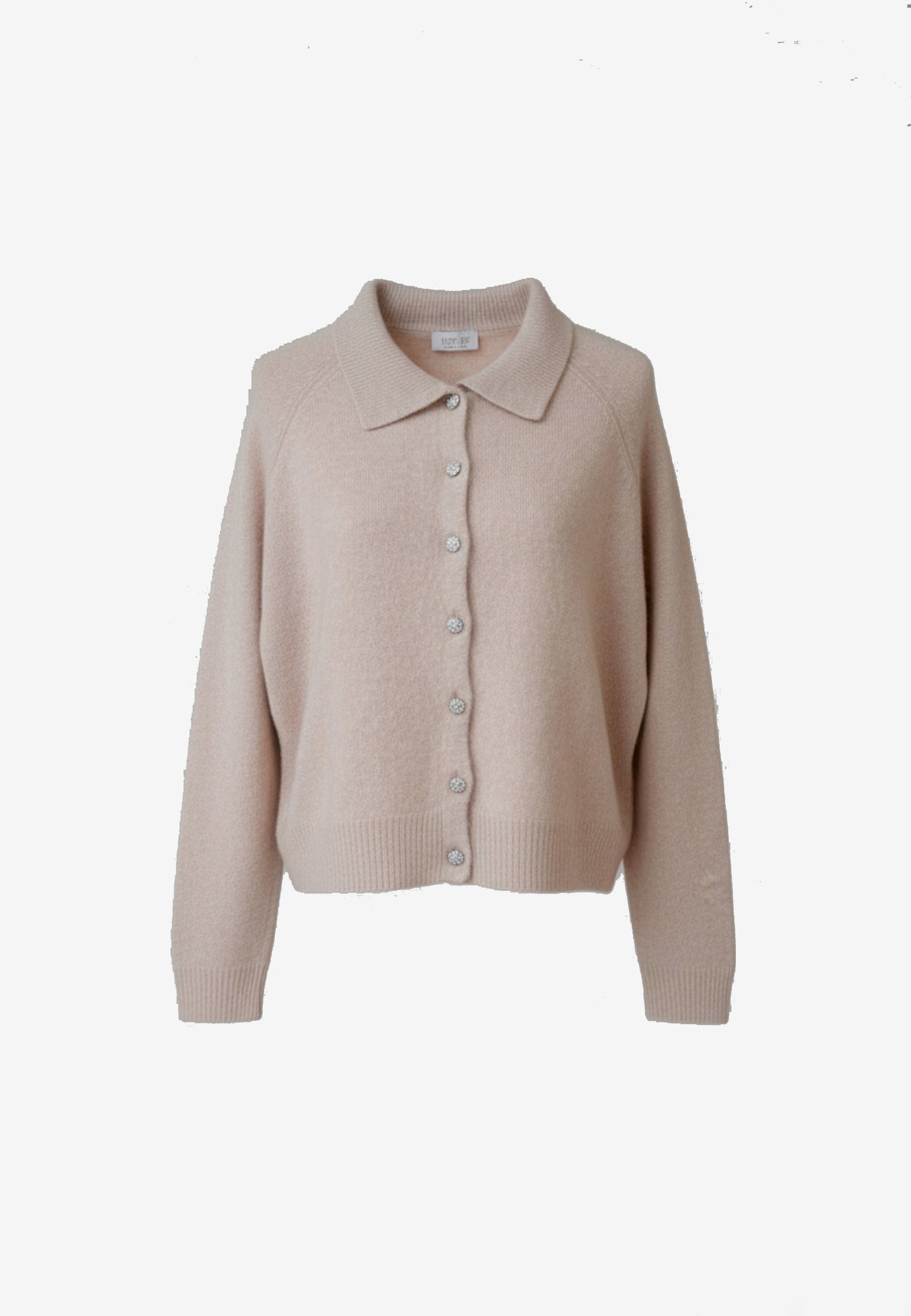 LE STREGHE - Maglia Polo Bottoni Strass Beige