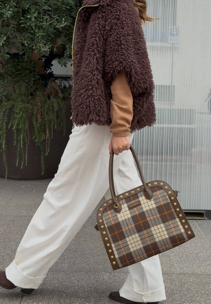 LA CARRIE - Shopping Bag Scottish Combi Marrone