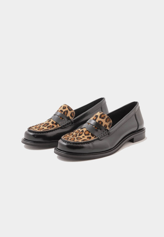 DIVINE FOLLIE - Mocassino Elsa Nero Leopardato