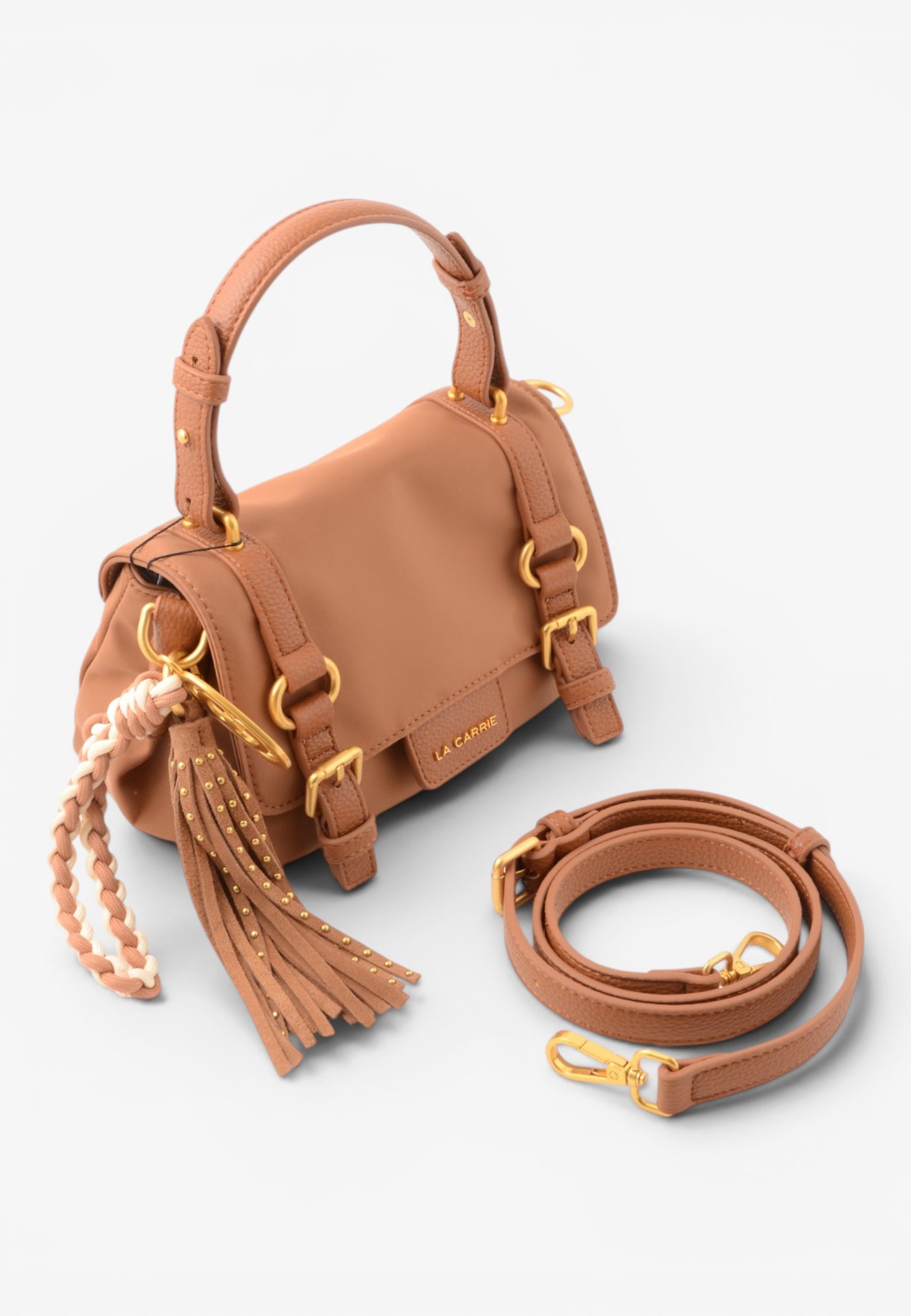 LA CARRIE - Borsa Satchel Dark Nylon Cuoio