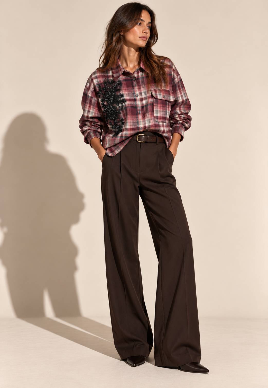 MINERVA - Camicia In Check Con Applicazione