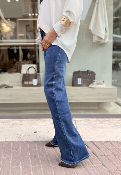 LE STREGHE - Jeans A Zampa Blu