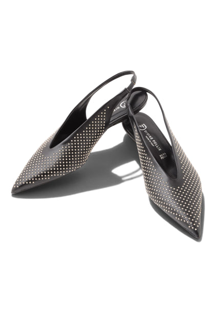 DIVINE FOLLIE - Slingback con Micro-Borchie e Tacco Kitten Nero