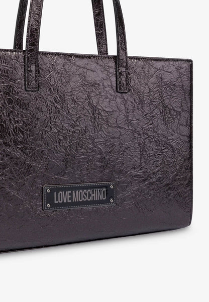 LOVE MOSCHINO - Black Laminated Shopping Bag