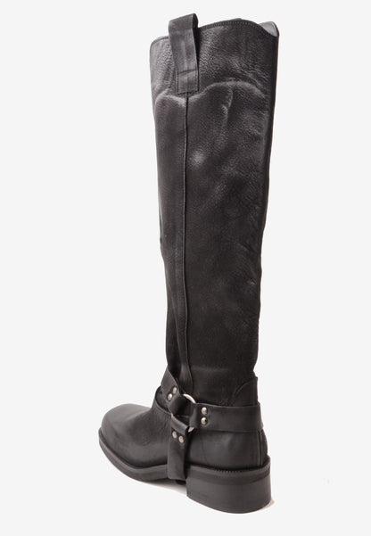 DIVINE FOLLIE - Stivale Bikers Nabuk Nero