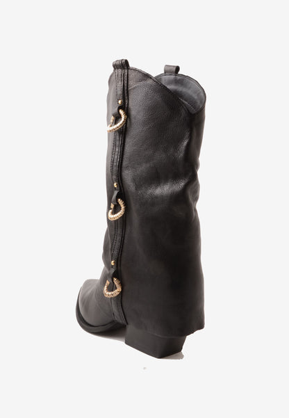 DIVINE FOLLIE - Stivale Anelli Oro Nero
