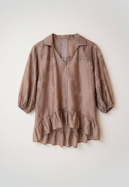 MINERVA - Camicia Scollo A V Coffee