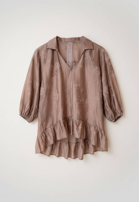 MINERVA - Camicia Scollo A V Coffee
