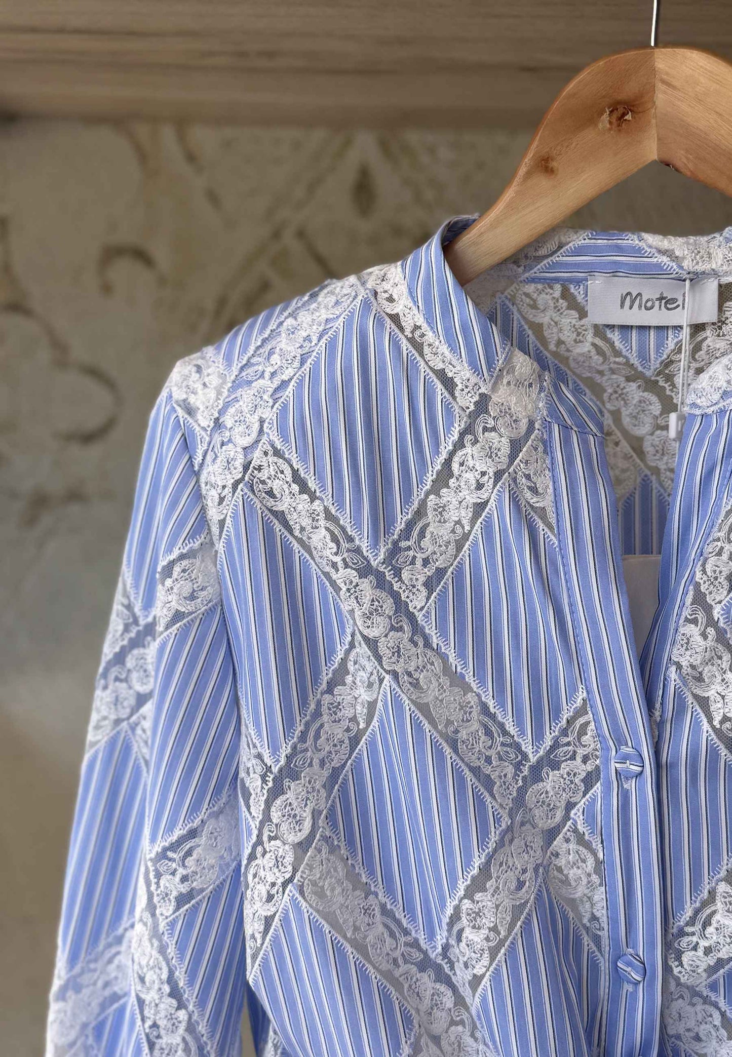MOTEL - Camicia Pizzo Celeste