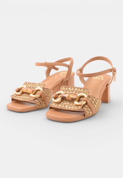 GOLD&GOLD - Sandalo Raffia Morsetto Camel
