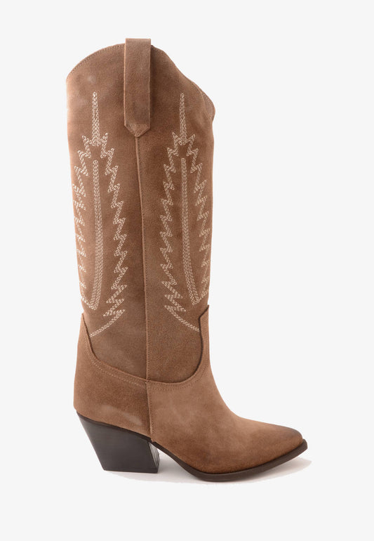 DIVINE FOLLIE - Texano Ricamo Camoscio Taupe