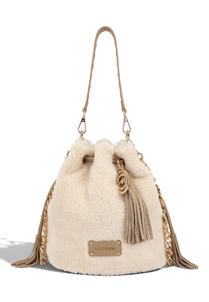 LA CARRIE - Borsa A Tracolla TEDDY ECO FUR Avorio