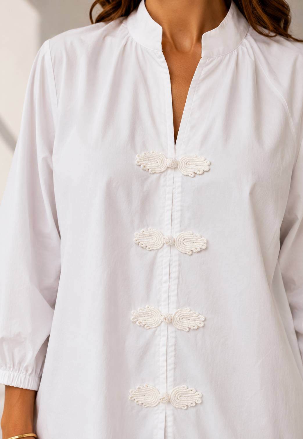 MINERVA - Camicia Con Alamari Bianco