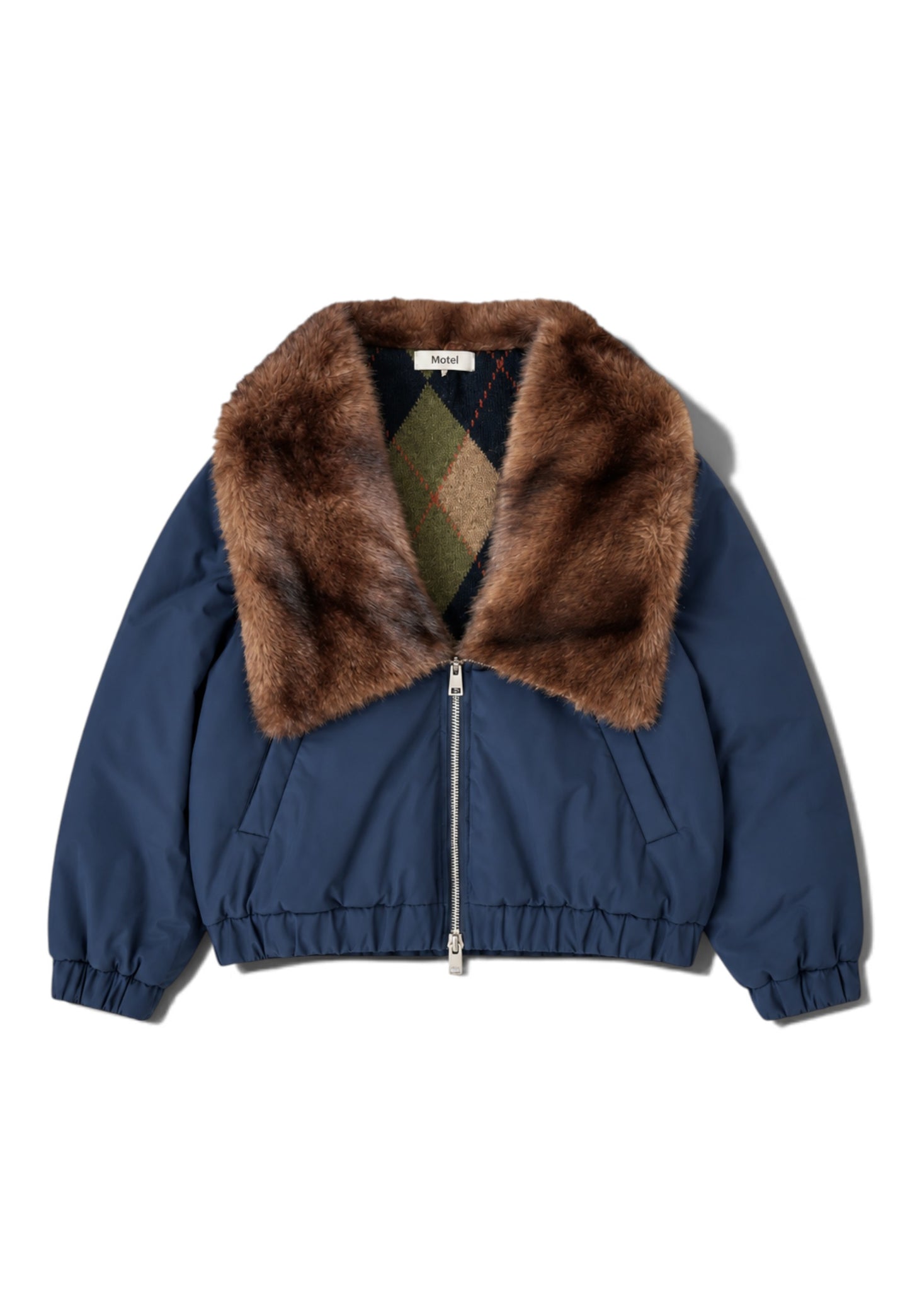 MOTEL - Bomber Collo Pelliccia Blu