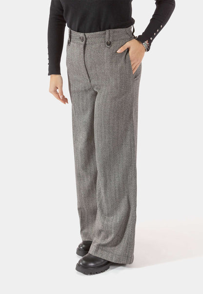 MOTEL - Grey Herringbone Palazzo Pants