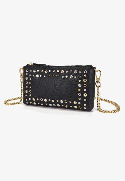 LA CARRIE - Pochette Portafoglio Borchie Nero