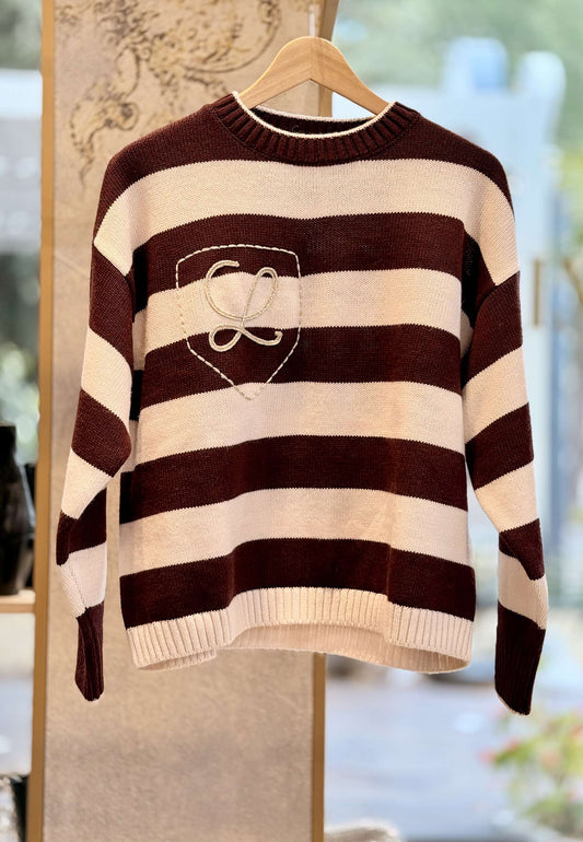 MOTEL - Pullover A Righe White