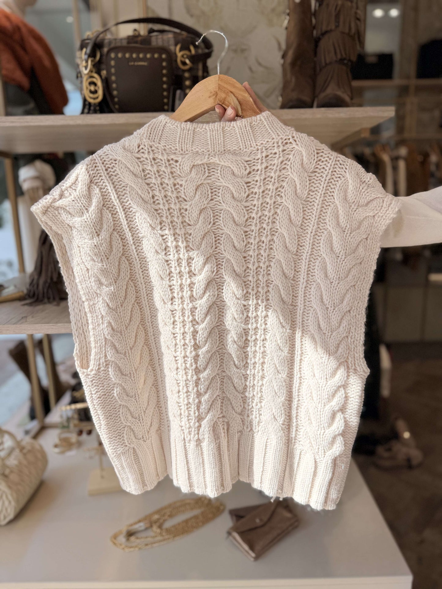 MOTEL - Gilet In Maglia Boxy Fit Avorio