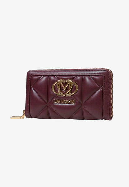 LOVE MOSCHINO - Portafoglio Zip Around Embossed Vino