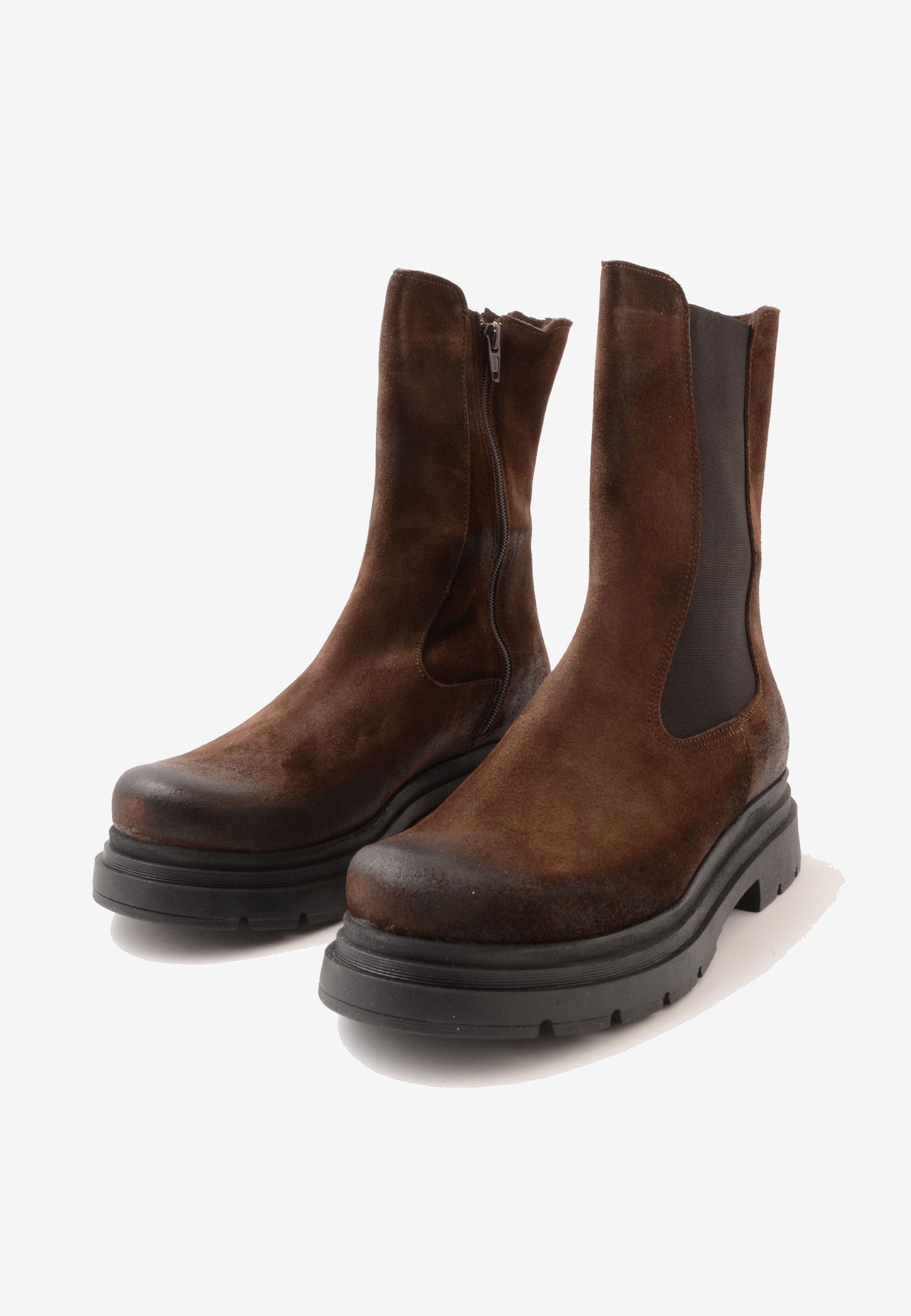 DIVINE FOLLIE - Stivale Bikers Camoscio Marrone